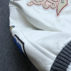 Men's spring and autumn baseball uniform Y2K retro trend leather jacket heavy