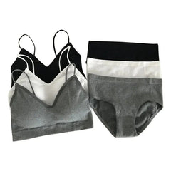 Women's Sports Bra Set Underwear Bra Korean Style Push Up No Steel Ring Bra