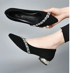 Women's Summer Footwear Diamond Shoes for Woman Rhinestone Office Low Heel