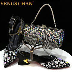 Matching Shoes and Bags: Lace Elegant High Heels Pointed-Toe Nigeria Ladies Shoes
