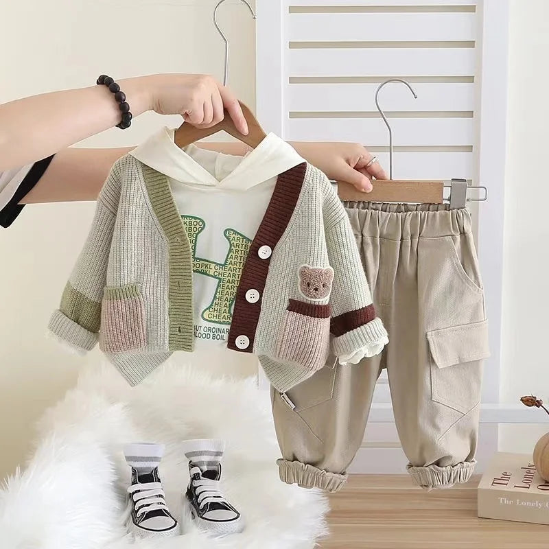 Tracksuit For Boy Sets For Children Boys Sweater Hoodies and Pants 3Pcs Outfit Sets Kids 1 2 3 4 5 Year 2025 New