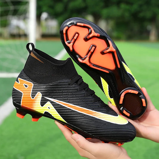 Professional Men High Ankle Football Boots Soccer Cleats TF/FG Training