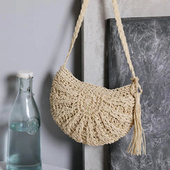 Bohemia Hand Woven Beach Bag With Tassels Cotton Crochet Hollow