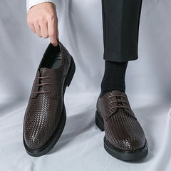 Luxury Retro Woven Pattern Leather Oxford Men's Business Shoes Office Fashion Shoes
