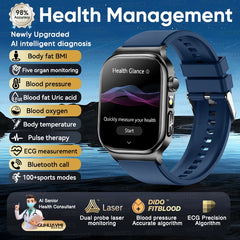 2025 New Five organ examination Health Care Smart Watch Men ECG+PPG Uric Acid Blood Fat Bluetooth Call Sports tracker Smartwatch
