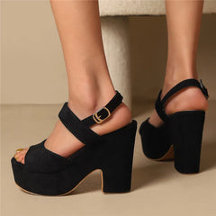 Woman Sandals High Heels Female Platform Ankle Strap Buckle Ladies