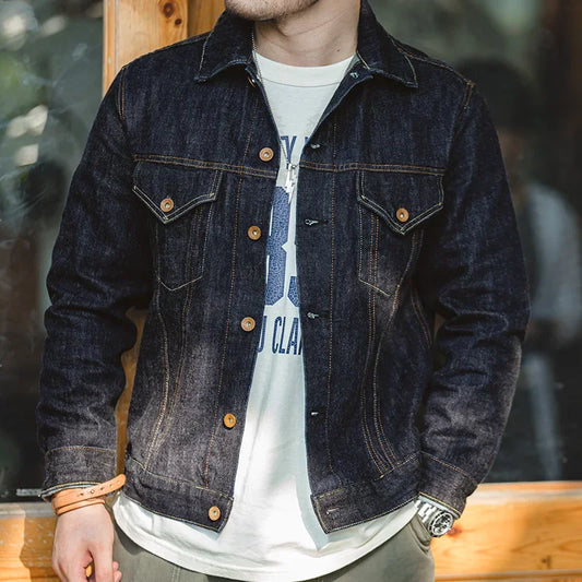 Classic Denim Jacket for Men Branded Design Amekaji Wear Vintage Coat