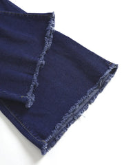 LW Plus Size High Stretchy Ripped Flared Jeans Zipper Fly Floor Length Casual