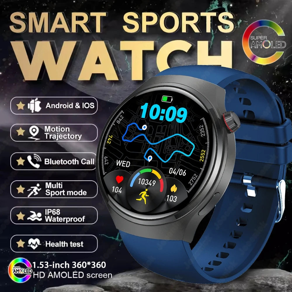 2025 New Watch 4 GT Series Smart Watch Men AMOLED Screen Heart Rate Health Monitoring Bluetooth Call Business Smartwatch Man