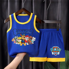 PAW Patrol Cartoon Printed Boys Basketball Vest and Shorts 2pcs Sets Kids Casual Outfits Summer Child Outdoor Sport Clothes Suit