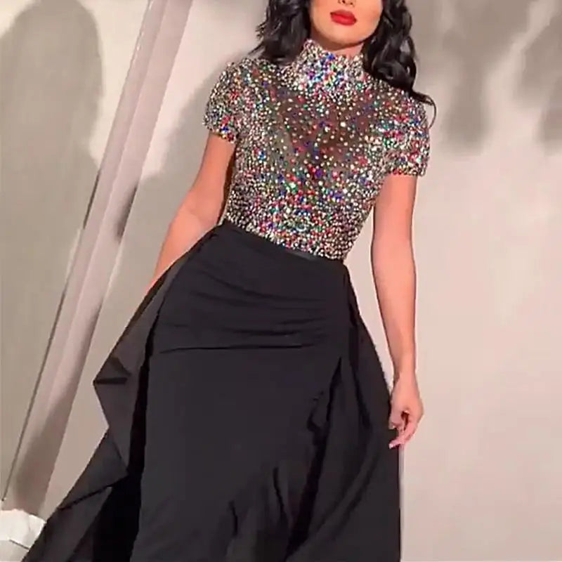 Evening Dresses Mermaid Floor-Length Short Sleeved of Cocktail Party Dress Women