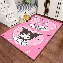 Kuromi Sanrio Lovely Carpet Rug for Living Room Bedroom Decoration Picnic Camp