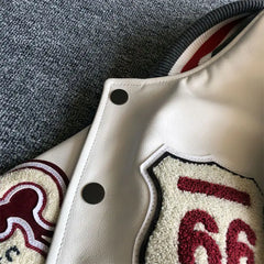 Men's spring and autumn baseball uniform Y2K retro trend leather jacket heavy