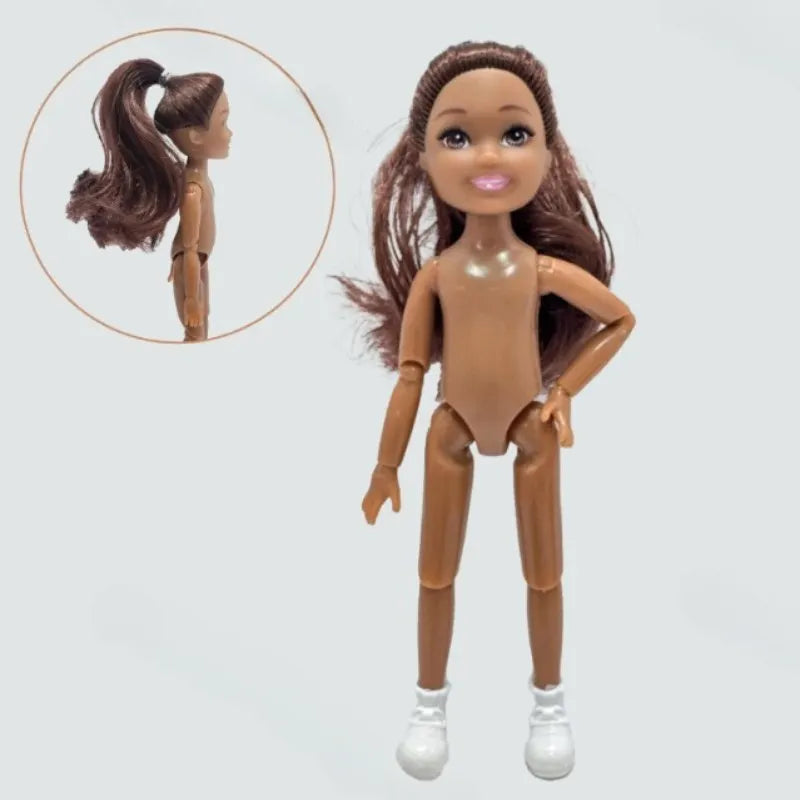5-inch Little Doll Tan Skin 14.5cm Height Girl Dress Up Toy for Children Girls