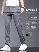 Spring Summer Soft Stretch Lyocell Fabric Men's Casual Pants Thin Slim Elastic