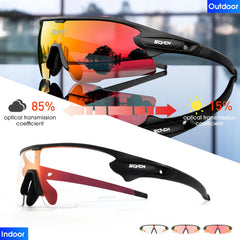 Cycling Glasses Red Photochromic Cycling Sunglasses Outdoor Bike Eyewear
