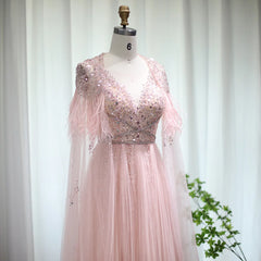 Homecoming Dresses: Evening Dresses with Feather Cape Shawl Arabic Formal