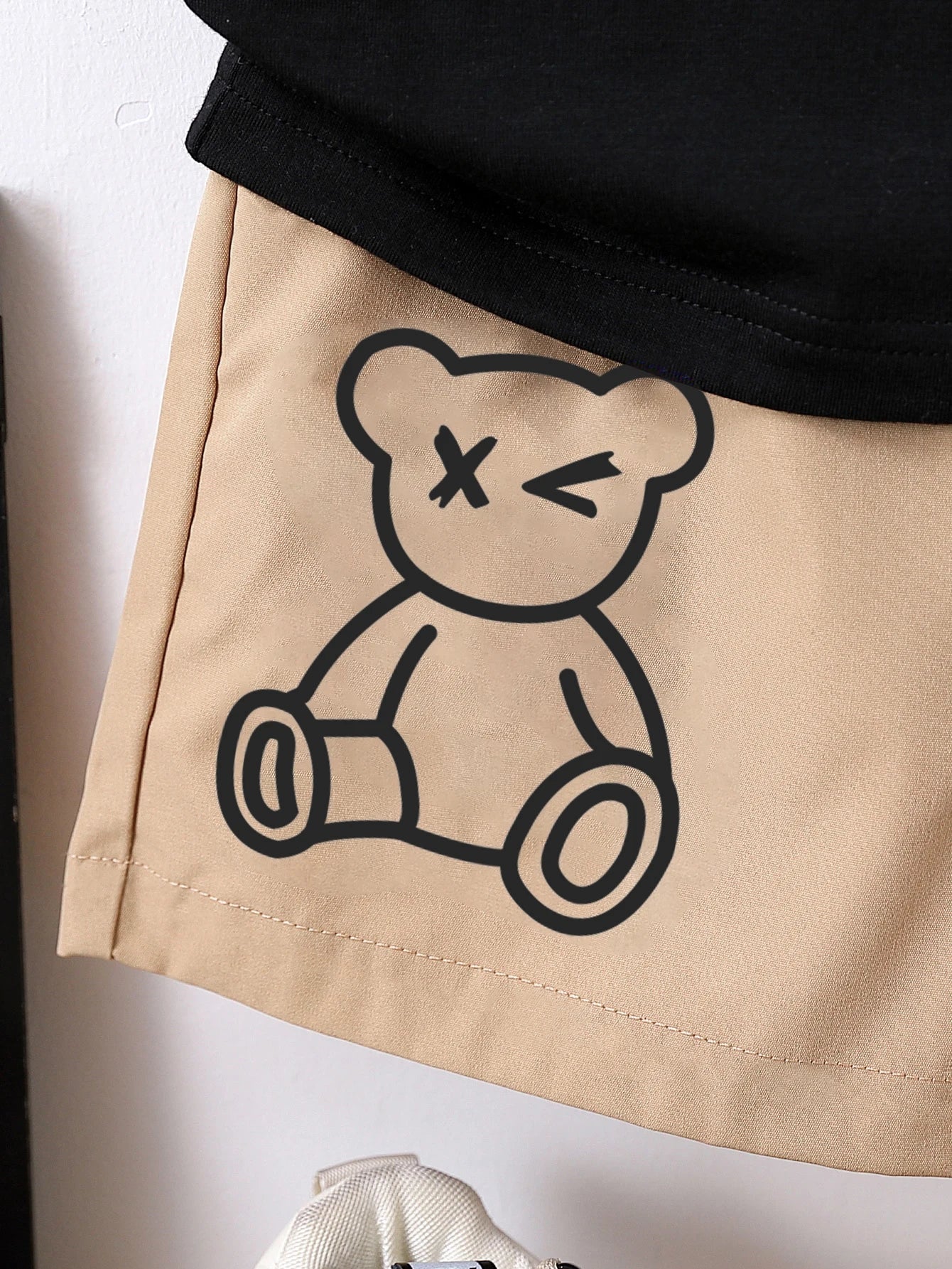 Summer Boy Cartoon Bear Children's 2-piece Set Round Neck T-shirt+Shorts Cool and Breathable