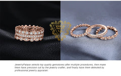 JewelryPalace 3 Pcs 925 Sterling Silver Yellow Rose Gold Band Ring Set Women