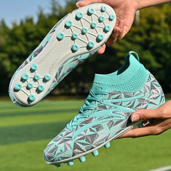 Soccer Cleats Long Spikes Ankle Football Boots FG Non-Slip Ultralight Men