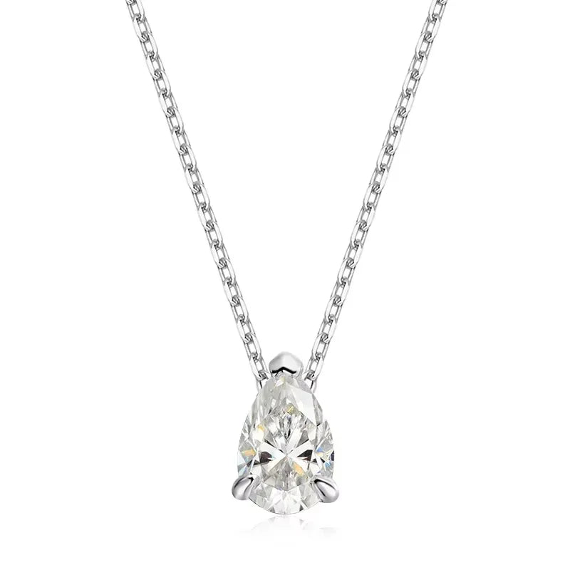 Smyoue Certified 1CT 2CT Pear Cut D VVS1 Moissanite Necklace for Women 18k Gold Plated Jewelry 100% Sterling Silver 925 Pendant