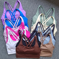 Women Fitness Bra Tights Yoga Vest High Strength Shockproof Gym Sports Top