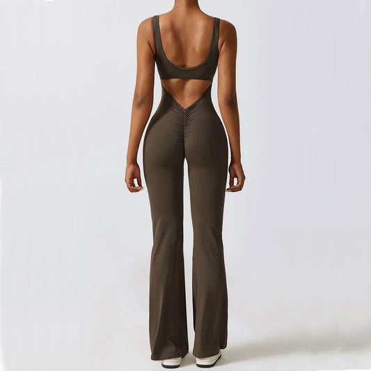 Women Jumpsuits One-Piece Yoga Suit Dance Belly Tightening Fitness Workout Set