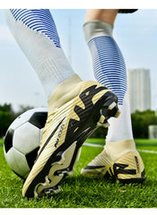 Men Light Soccer Shoes Ankle Football Field Boots Outdoor Non-slip Grass