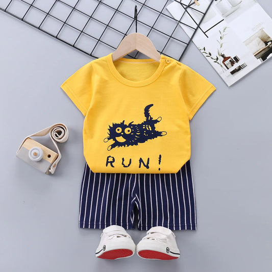 Toddler Boy Clothes Cotton Tops+Pant 2Pcs Set Baby Girl Clothes Infant Outfit Kid Tracksuit Casual Clothes Children Suit A1017