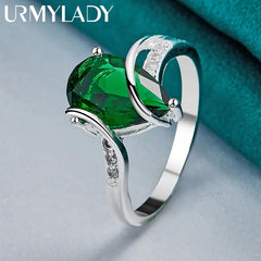 925 Sterling Silver Water Drop Turquoise 7-10# Ring For Women Wedding