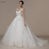 White Bridesmaid Dresses: Wedding Dresses For Bride Sleeveless Court Train Appliques