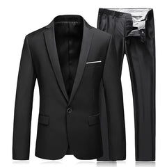 Beach Wedding Outfit Men: Men's Gentleman Black 2 Piece Suit Set / Blazers