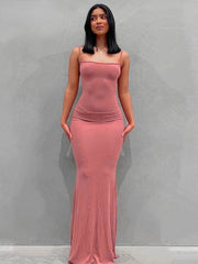 Maxi Dress Spring Satin Slip Sleeveless Slim Party