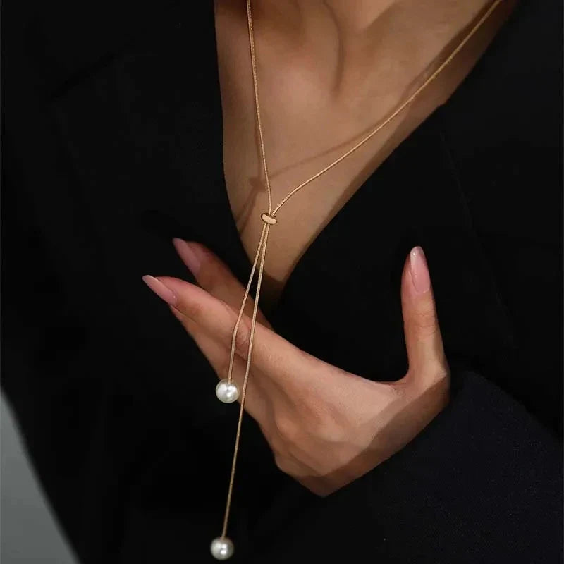Fashion Metal Long Pull Necklaces for Women Luxury Elegant Silver Color Matte Snake Bone Chain Necklace Jewelry Accessories Gift