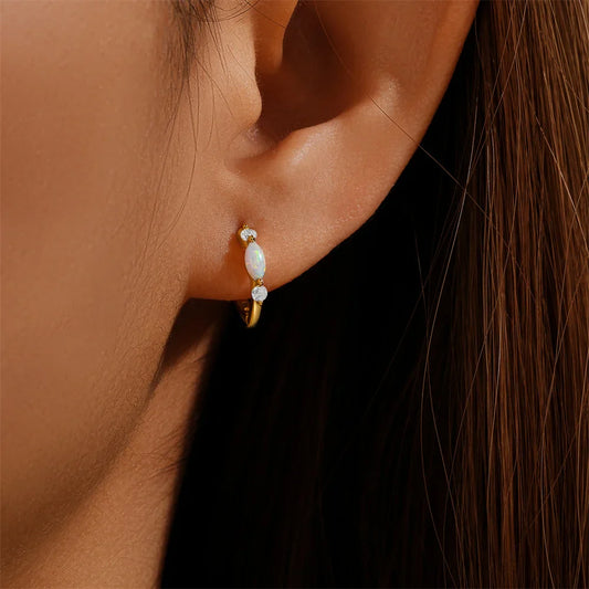 ROXI 925 Sterling Silver White Zircon Opal Earrings For Women Girl Wedding Engagement Jewelry Delicate Ear Buckle jewelry