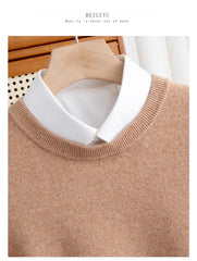 Pure Wool Sweater Men's Autumn Winter O-Neck Pullovers Business Casual