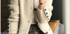 Autumn Winter Thickened 100% Cashmere Wool Cardigan Women Stand Neck