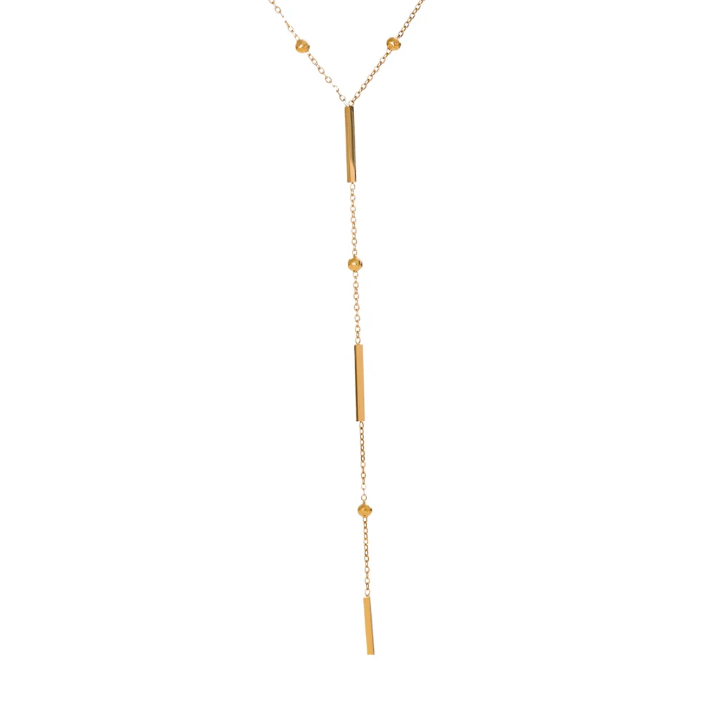 Yhpup Thin Chic 316L Stainless Steel Long Chain Exquisite Necklace for Women Waterproof Daily Jewelry Bijoux Gift