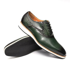 Design Casual Mens Business Formal Shoes For Men Dress Green Genuine Leather