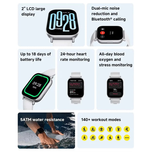 Xiaomi Redmi Watch 5 Active Global Version Smartwatch 2'' Display Bluetooth Calling 470mAh Battery 18 Days 140+ Sports Mode 5ATM