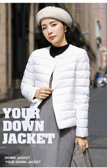 Autumn Winter Warm Women White Duck Down Slim Jackets Female