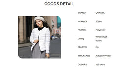 Autumn Winter Warm Women White Duck Down Slim Jackets Female