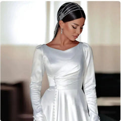 White Bridesmaid Dresses: A Line Wedding Dress For Women Buttons Front Bride Gowns
