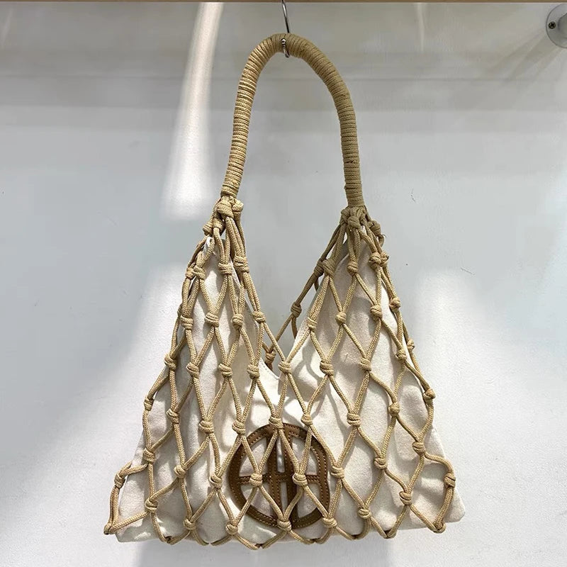 Hollow Out Slim Beach Bags For Women Luxury Designer Handbags Purses