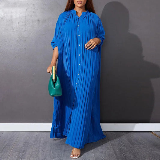 plus size Autumn Vintage Long Dress Women Holiday Maxi Sundress Long Sleeve
