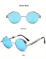 Classic Steampunk Sunglasses for Men and Women Retro Round Metal Frame Sunglasses