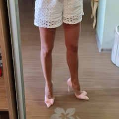 Women 7.5cm 10cm High Heels Korean Pumps Scarpins Cute Bow Middle Low Heels