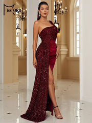 Formal attire Dresses: Evening Dress Elegant Women One Shoulder Draped Split Dresses