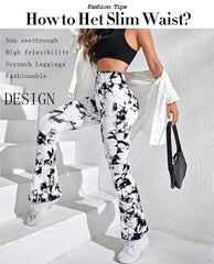 Women's Seamless Tie Dye Flared Leggings High Waisted Tummy Control Workout