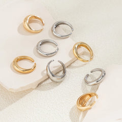 8 Pcs Chunky Open Smooth Surface Rings Set for Women Trendy Gold Color and Silver